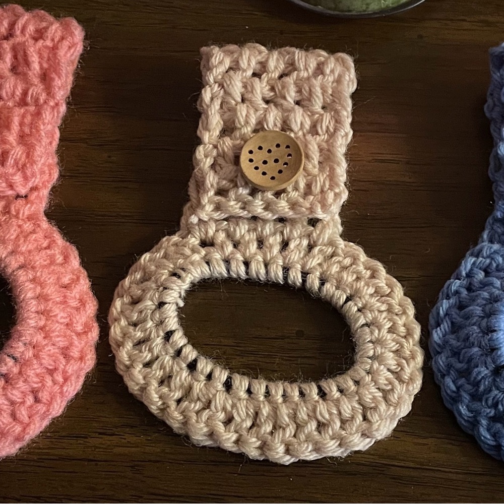 Handmade Crochet kitchen towel hanger